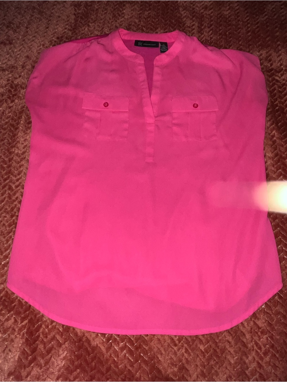 INC International Concepts Hot Pink Split-Neck Blouse